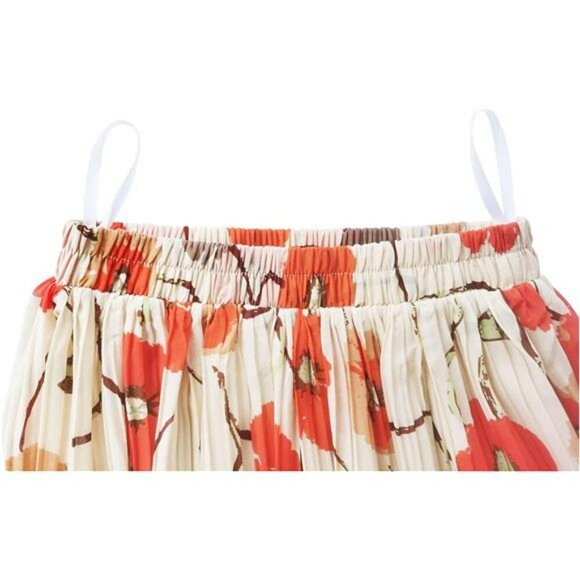 Pleated Chiffon Midi Skirt for Women High Waist A Line Elastic Waist Skirt - Picture 4 of 7